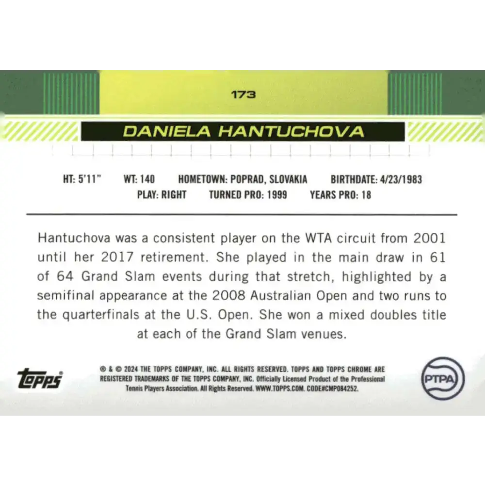 2024 Topps Chrome #173 Daniela Hantuchova EX Excellent Tennis Card