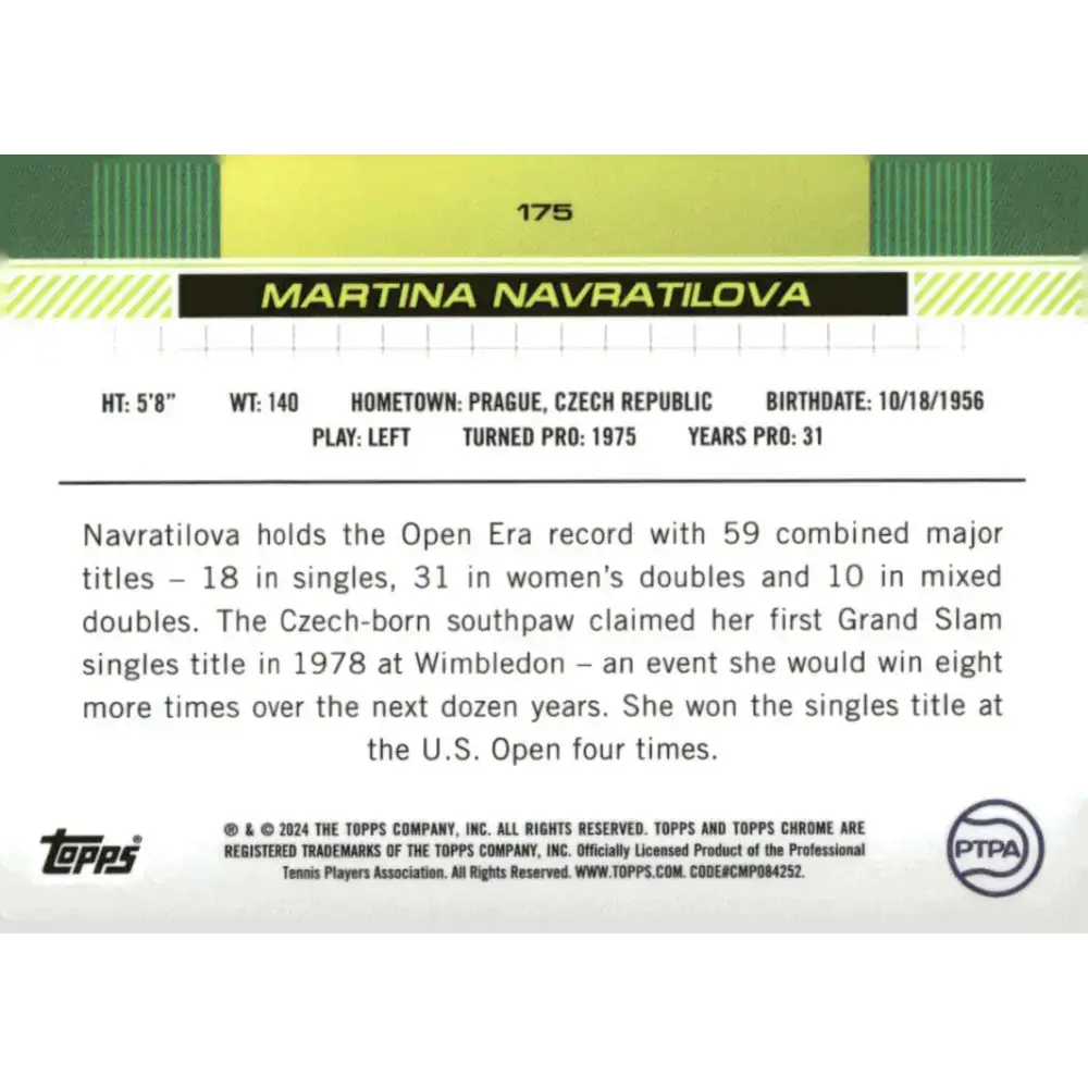 2024 Topps Chrome #175 Martina Navratilova EX Excellent Tennis Card - Other