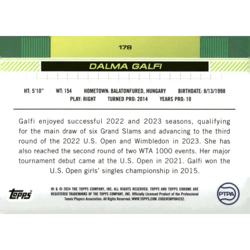 2024 Topps Chrome #178 Dalma Galfi EX Excellent Tennis Card - Other