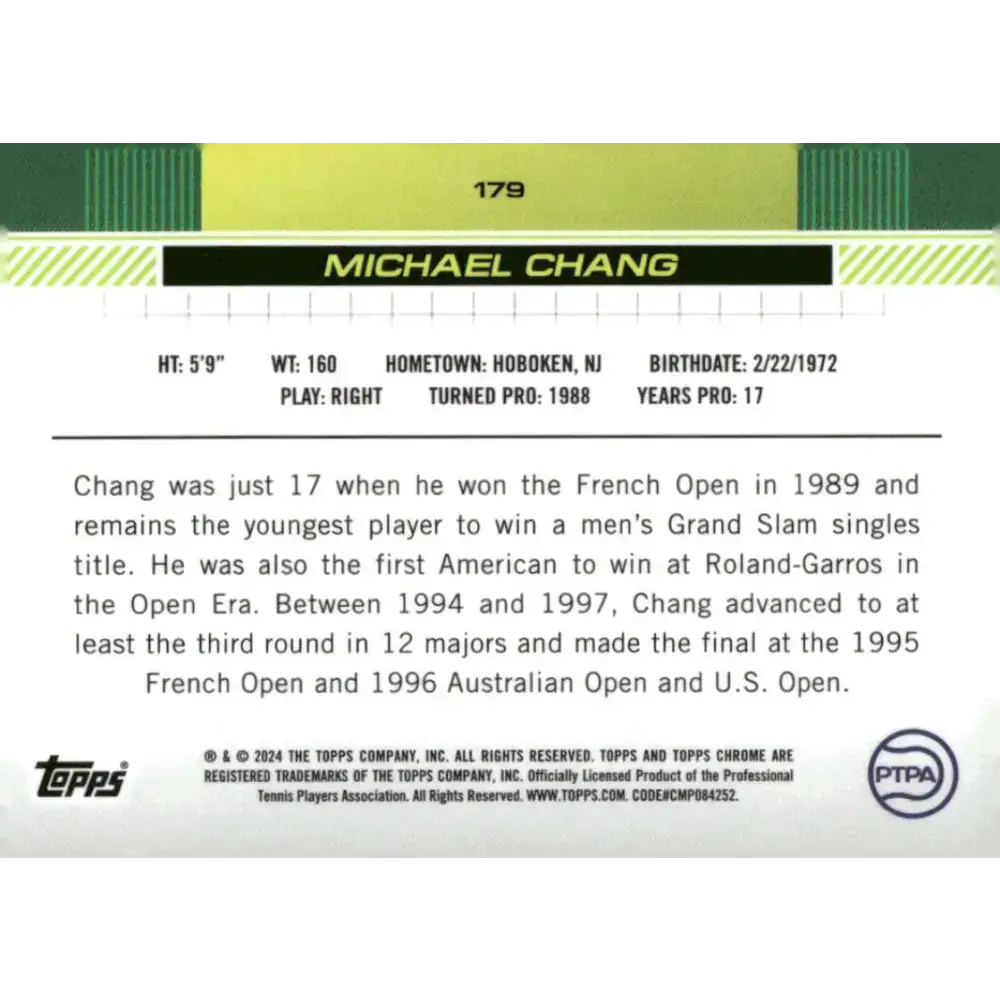 2024 Topps Chrome #179 Michael Chang EX Excellent Tennis Card - Other