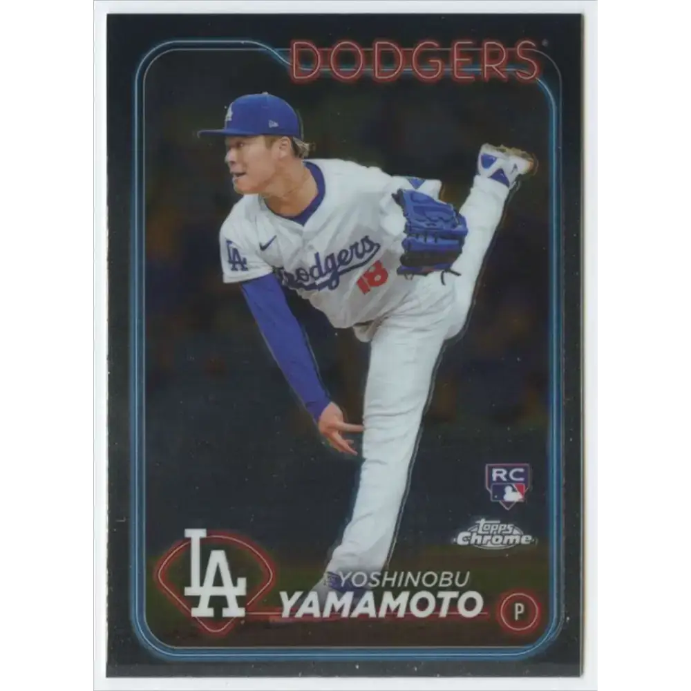 2024 Topps Chrome #18 Yoshinobu Yamamoto NM-MT RC Rookie Los Angeles Dodgers Baseball Card - Baseball Card Single