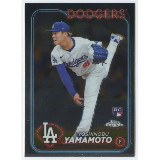 2024 Topps Chrome #18 Yoshinobu Yamamoto NM-MT RC Rookie Los Angeles Dodgers Baseball Card - Baseball Card Single