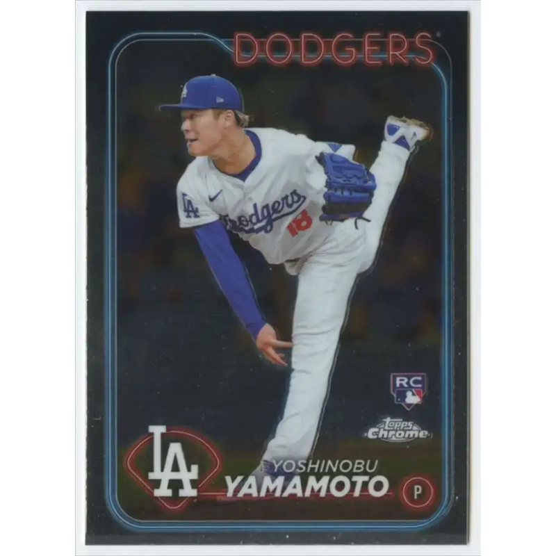 2024 Topps Chrome #18 Yoshinobu Yamamoto NM-MT RC Rookie Los Angeles Dodgers Baseball Card - Baseball Card Single