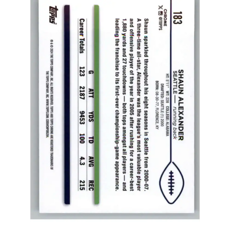 2024 Topps Chrome #183 Shaun Alexander NM-MT Seattle Seahawks Football Card - Football Card Single