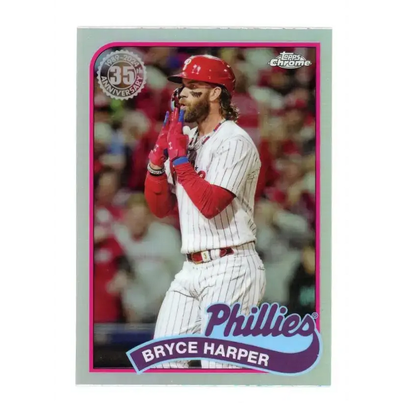 2024 Topps Chrome 1989 Baseball Refractor #89CB-10 Bryce Harper NM-MT Philadelphia Phillies Baseball Card - Baseball