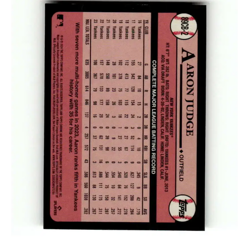 2024 Topps Chrome 1989 Baseball Refractor #89CB-2 Aaron Judge NM-MT New York Yankees Baseball Card - Baseball Card