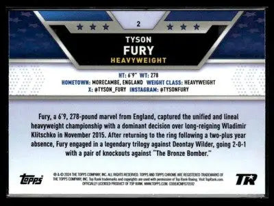 2024 Topps Chrome #2 Tyson Fury - Other
