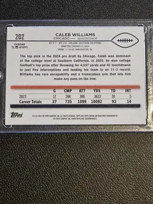 2024 Topps Chrome #202 Caleb Williams RC - Football Card Single