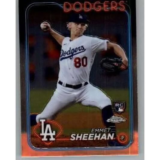 2024 Topps Chrome #221 Emmet Sheehan NM-MT RC Rookie Los Angeles Dodgers Baseball Card - Baseball Card Single