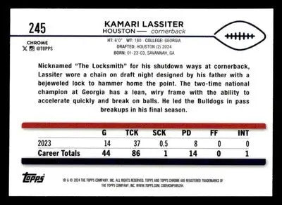 2024 Topps Chrome #245 Kamari Lassiter - Football Card Single