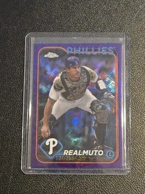 2024 Topps Chrome #261 J.T. Realmuto Purple MLB Refractors #/250 - Baseball Card Single