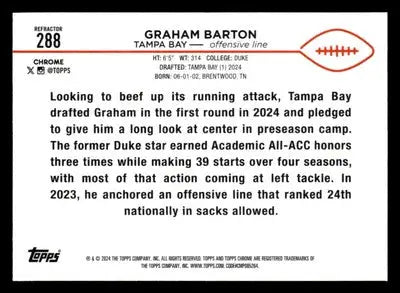 2024 Topps Chrome #288 Graham Barton Refractor - Football Card Single