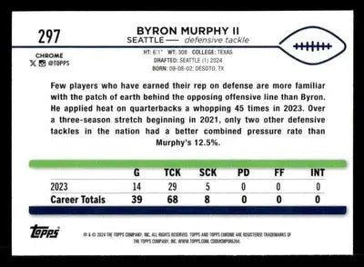 2024 Topps Chrome #297 Byron Murphy II - Football Card Single