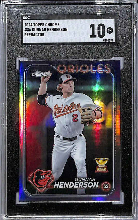 2024 Topps Chrome #36 Gunnar Henderson NM-MT RC Rookie Baltimore Orioles - Baseball Card Single