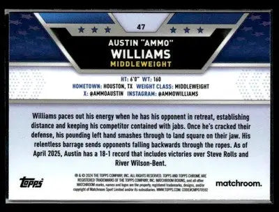 2024 Topps Chrome #47 Austin Williams - UFC/MMA Card Single