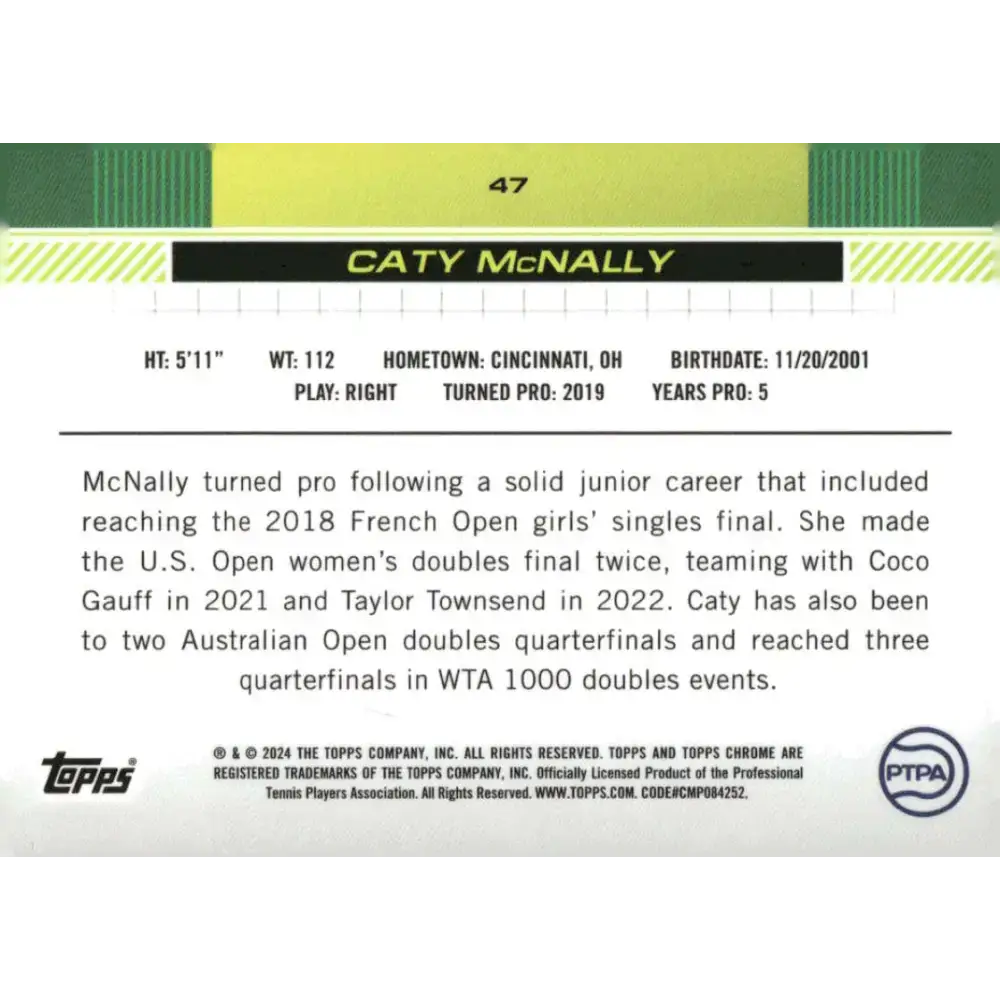 2024 Topps Chrome #47 Caty McNally EX Excellent Tennis Card - Other