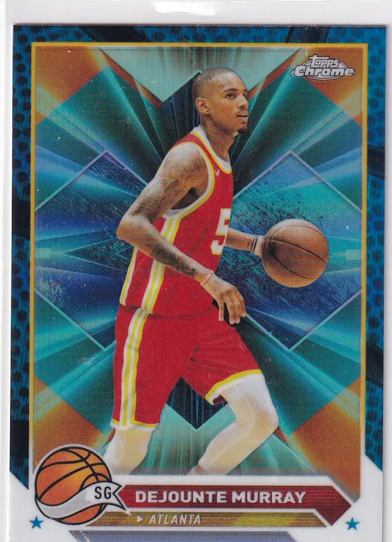 2024 TOPPS CHROME #5 DEJOUNTE MURRAY BLUE HOLO- ATLANTA HAWKS - Basketball Card Single