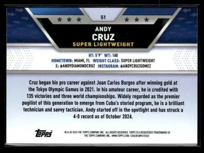 2024 Topps Chrome #51 Andy Cruz - UFC/MMA Card Single