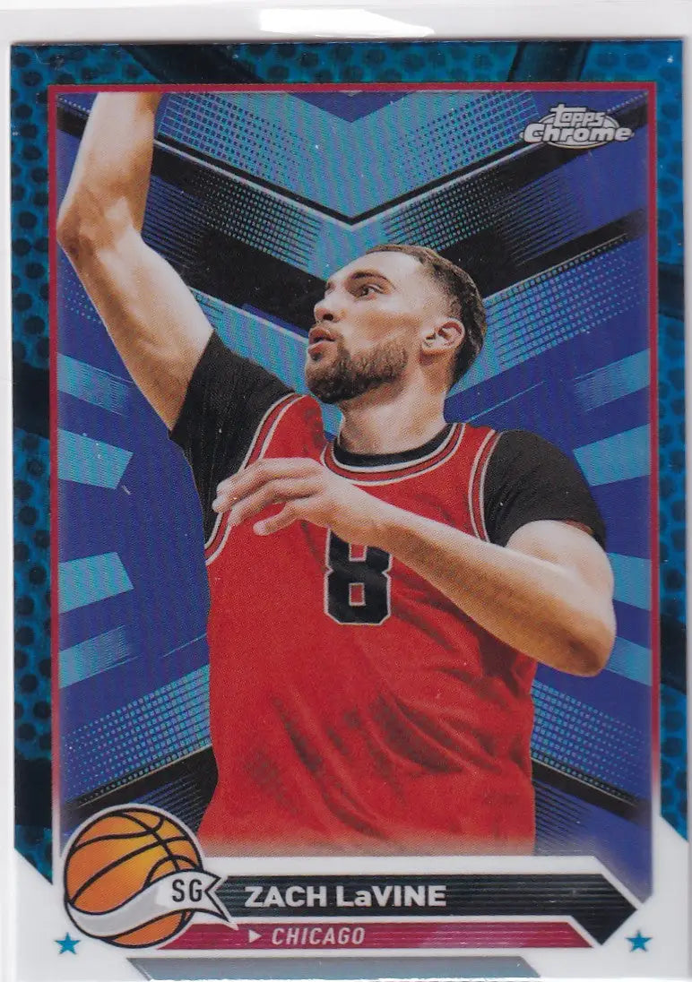 2024 TOPPS CHROME #55 ZACH LAVINE BLUE HOLO- CHICAGO BULLS - Basketball Card Single