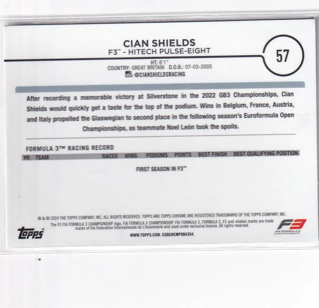 2024 TOPPS CHROME #57 CIAN SHIELDS RAY WAVE- HITECH PULSE EIGHT