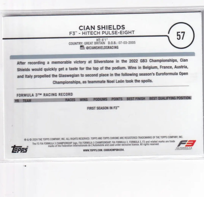 2024 TOPPS CHROME #57 CIAN SHIELDS RAY WAVE- HITECH PULSE EIGHT