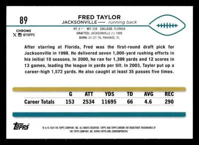 2024 Topps Chrome #89 Fred Taylor - Football Card Single
