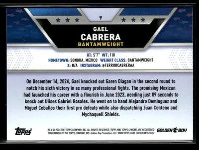 2024 Topps Chrome #9 Gael Cabrera - UFC/MMA Card Single