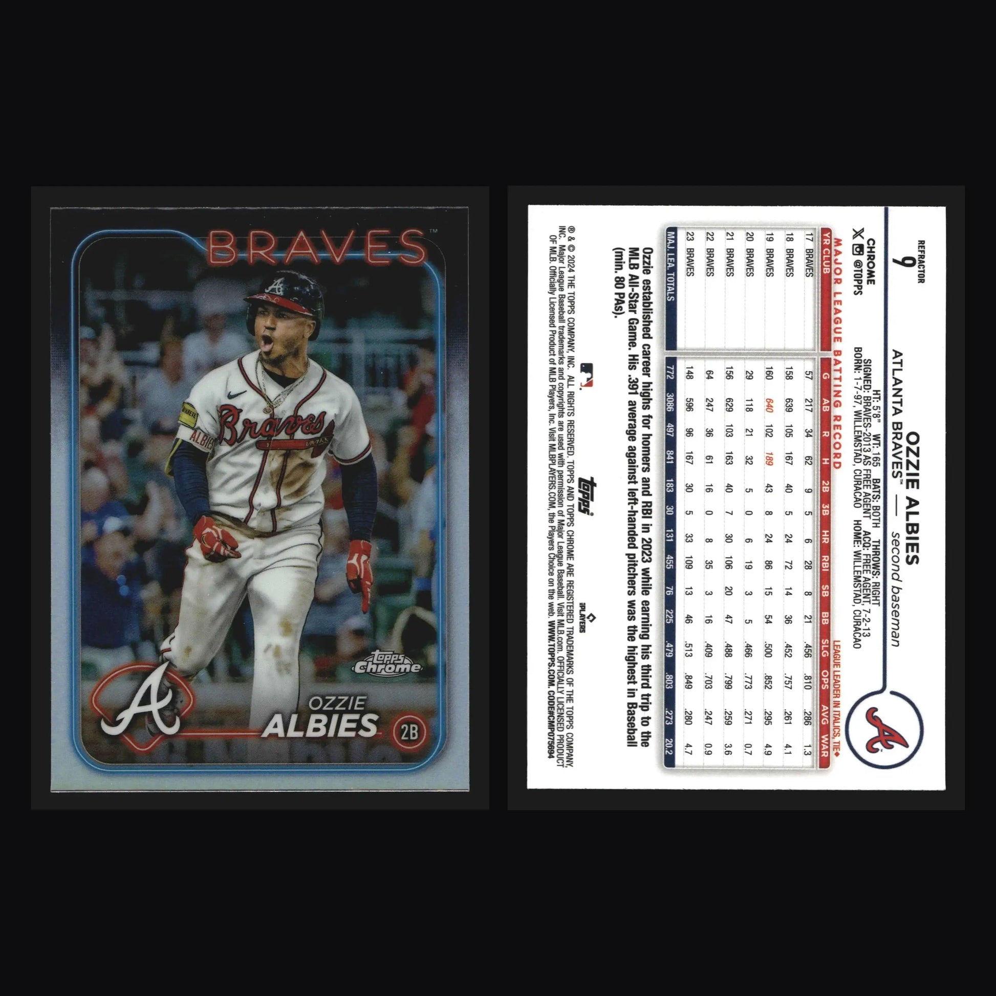 2024 Topps Chrome #9 Ozzie Albies Refractor Atlanta Braves