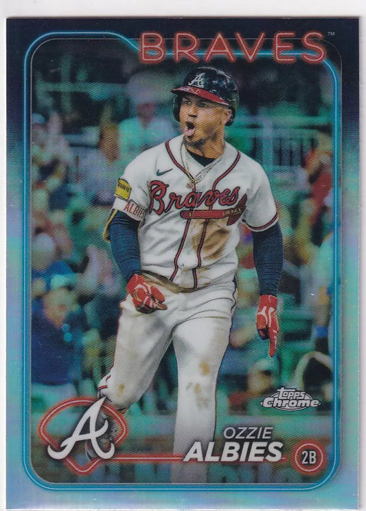 2024 TOPPS CHROME #9 OZZIE ALBIES REFRACTOR- ATLANTA BRAVES - Baseball Card Single