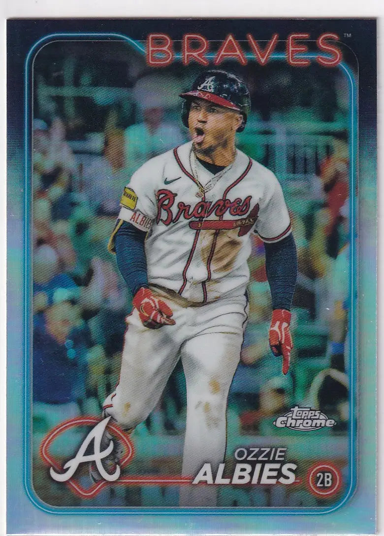 2024 TOPPS CHROME #9 OZZIE ALBIES REFRACTOR- ATLANTA BRAVES - Baseball Card Single
