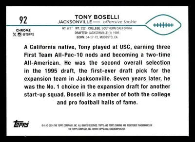 2024 Topps Chrome #92 Tony Boselli - Football Card Single