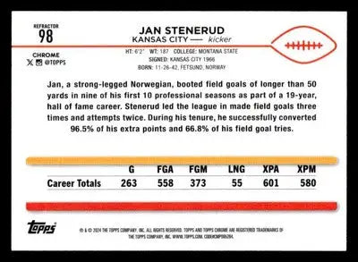 2024 Topps Chrome #98 Jan Stenerud Refractor - Football Card Single