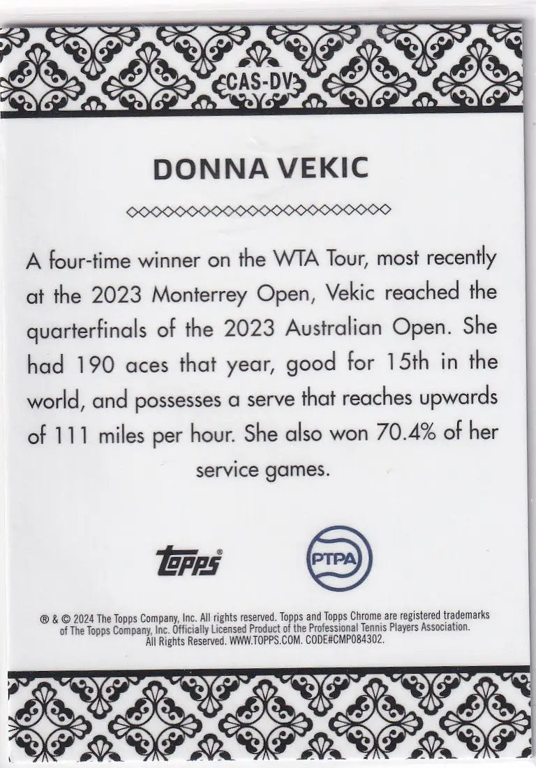 2024 Topps Chrome Aces #CAS-DV Donna Vekic - Other