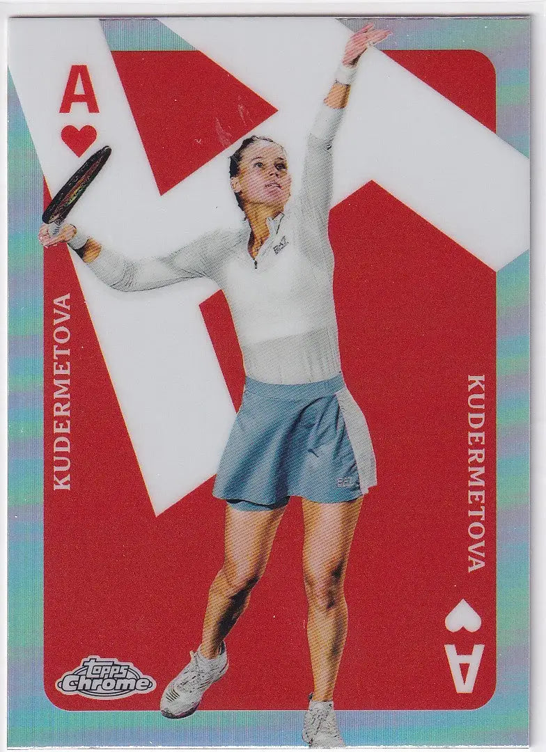 Tennis player serving on 2024 Topps Chrome Aces #CAS-VK Veronika Kudermetova card
