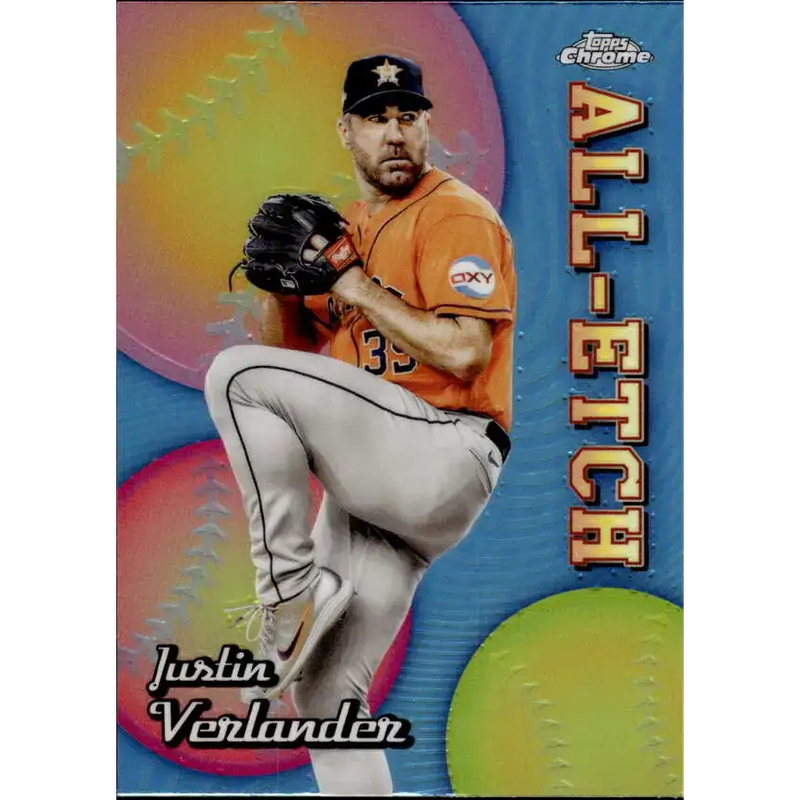 2024 Topps Chrome All Etch Refractor #CAE-12 Justin Verlander NM-MT Houston Astros Baseball Card - Baseball Card Single