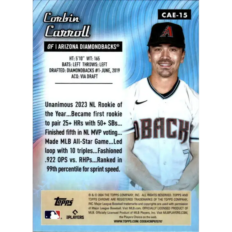 2024 Topps Chrome All Etch Refractor #CAE-15 Corbin Carroll NM-MT Arizona Diamondbacks Baseball Card - Baseball Card