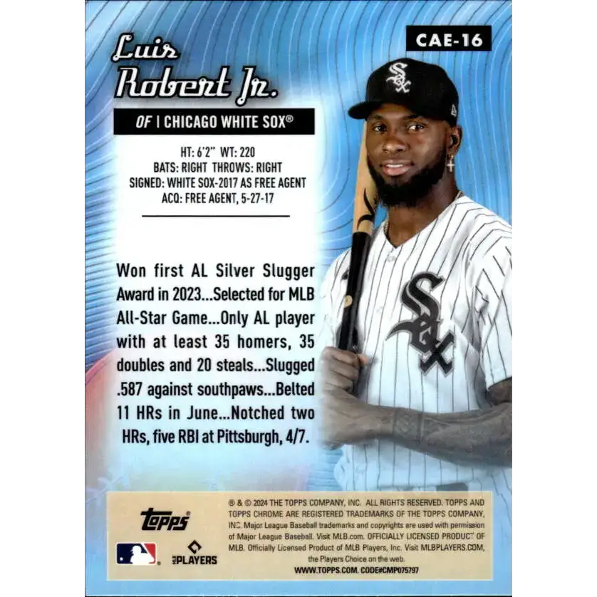 2024 Topps Chrome All Etch Refractor #CAE-16 Luis Robert Jr. NM-MT Chicago White Sox Baseball Card - Baseball Card