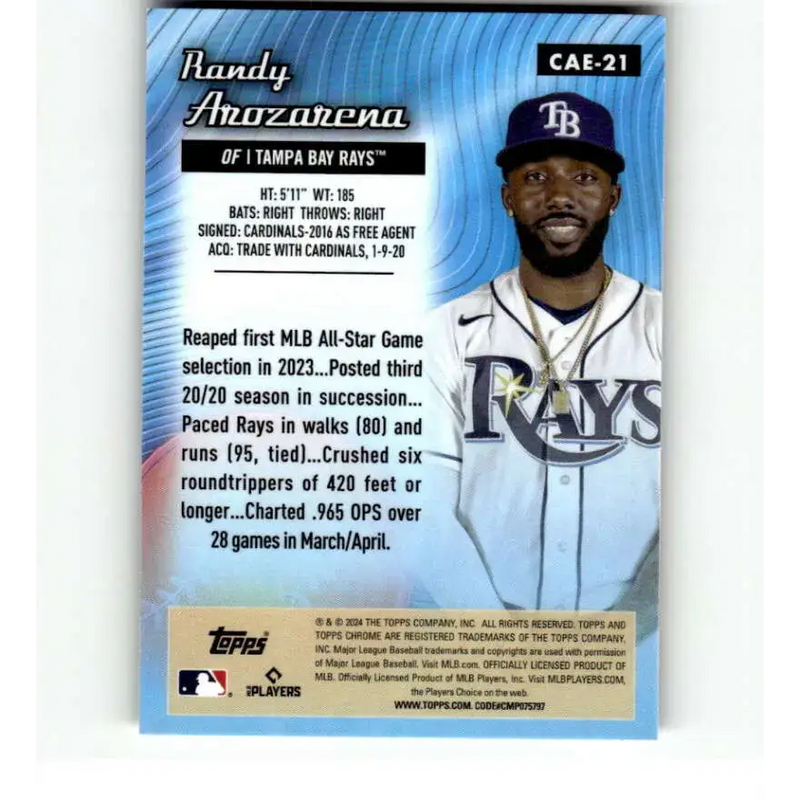 2024 Topps Chrome All Etch Refractor #CAE-21 Randy Arozarena NM-MT Tampa Bay Rays Baseball Card - Baseball Card Single