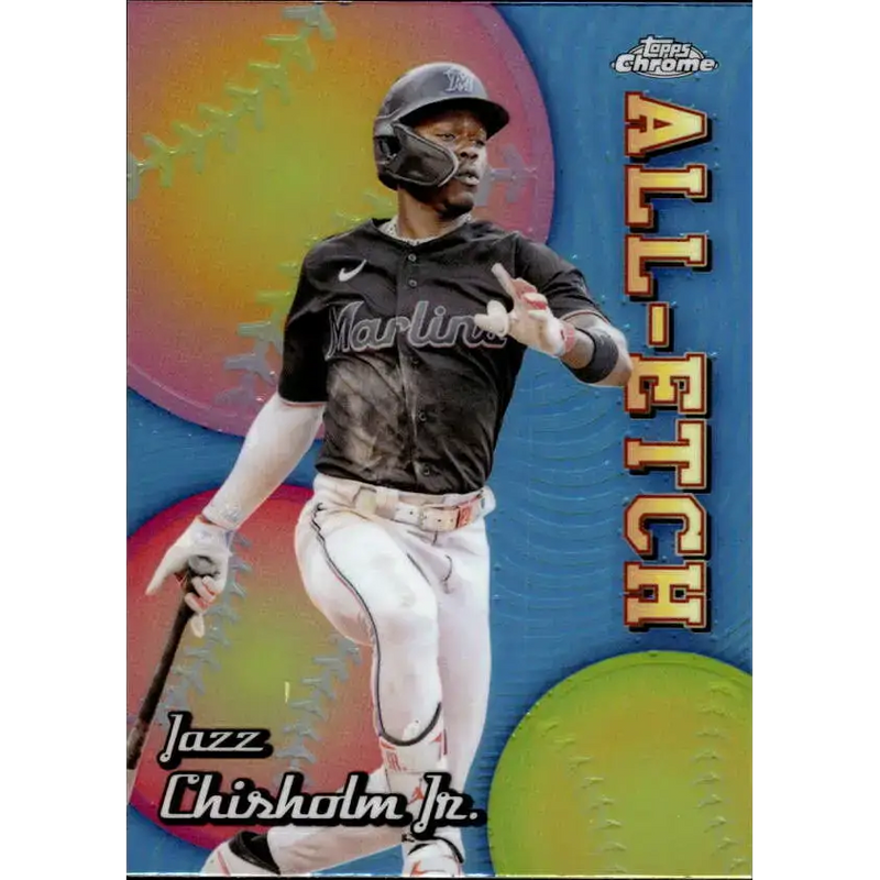 2024 Topps Chrome All Etch Refractor #CAE-22 Jazz Chisholm Jr. NM-MT Miami Marlins Baseball Card - Baseball Card Single