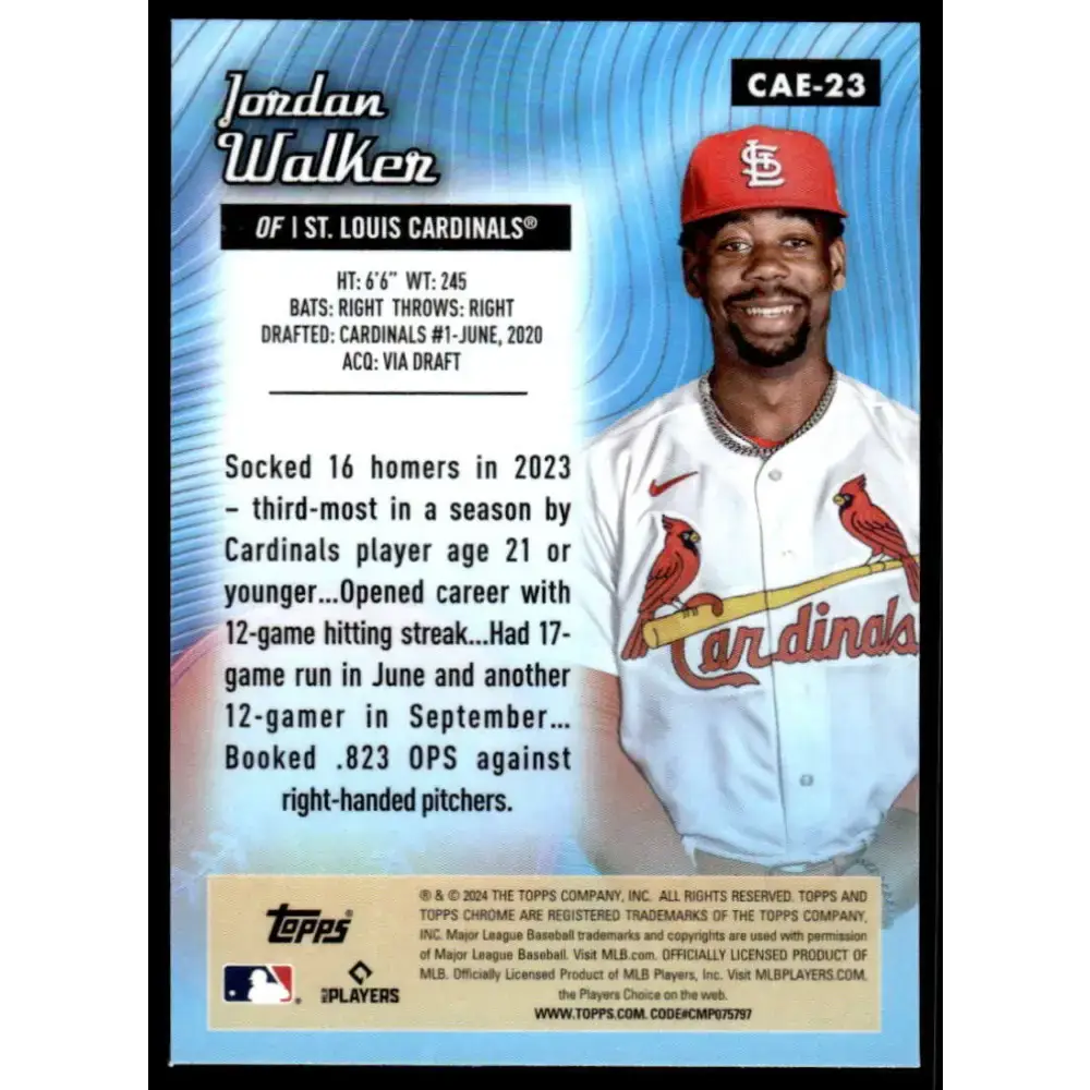 2024 Topps Chrome All Etch Refractor #CAE-23 Jordan Walker NM-MT St. Louis Cardinals Baseball Card - Baseball Card