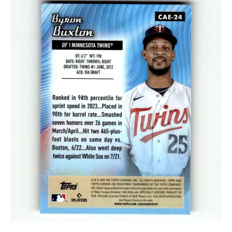 2024 Topps Chrome All Etch Refractor #CAE-24 Byron Buxton NM-MT Minnesota Twins Baseball Card - Baseball Card Single