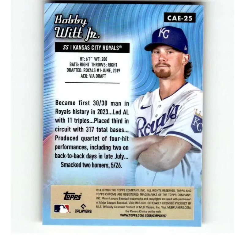 2024 Topps Chrome All Etch Refractor #CAE-25 Bobby Witt Jr. NM-MT Kansas City Royals Baseball Card - Baseball Card