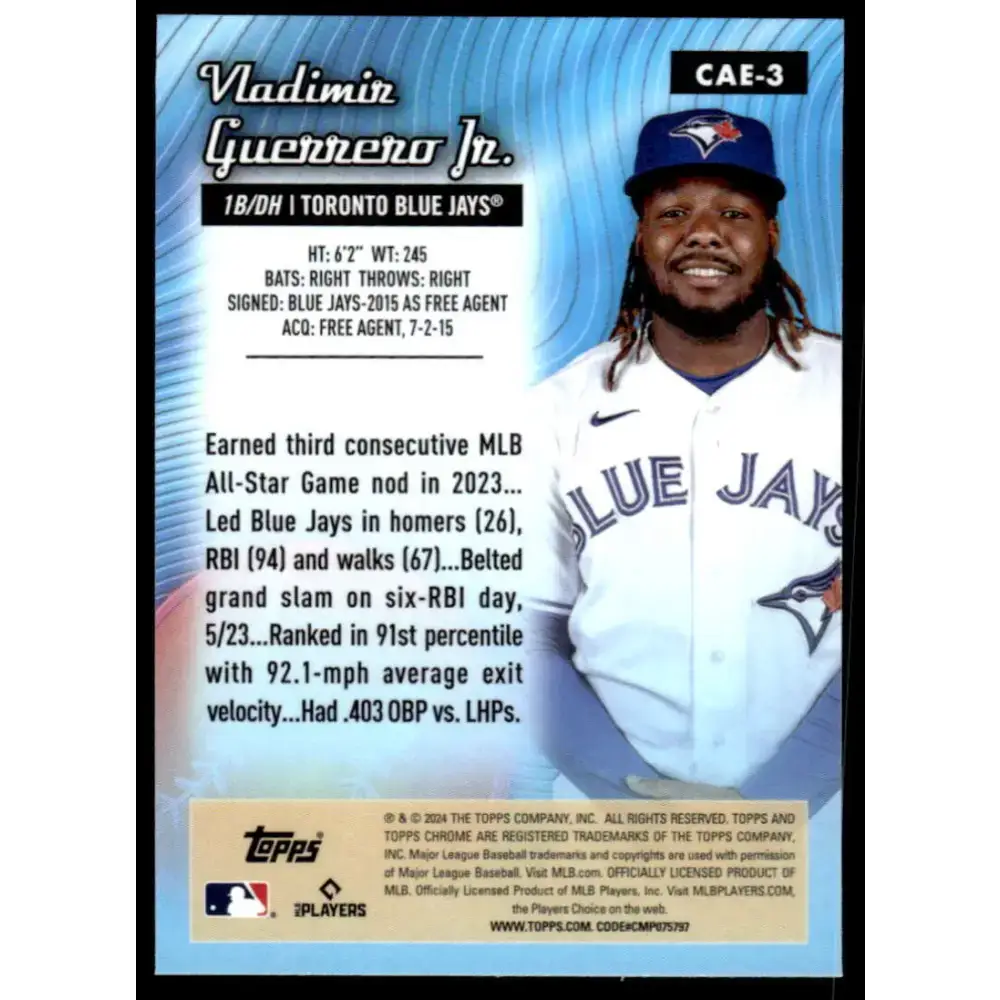 2024 Topps Chrome All Etch Refractor #CAE-3 Vladimir Guerrero Jr. NM-MT Toronto Blue Jays Baseball Card - Baseball Card