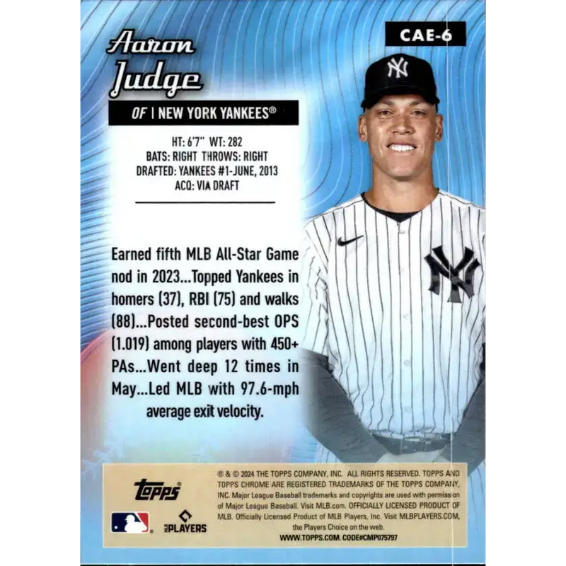 2024 Topps Chrome All Etch Refractor #CAE-6 Aaron Judge NM-MT New York Yankees Baseball Card - Baseball Card Single
