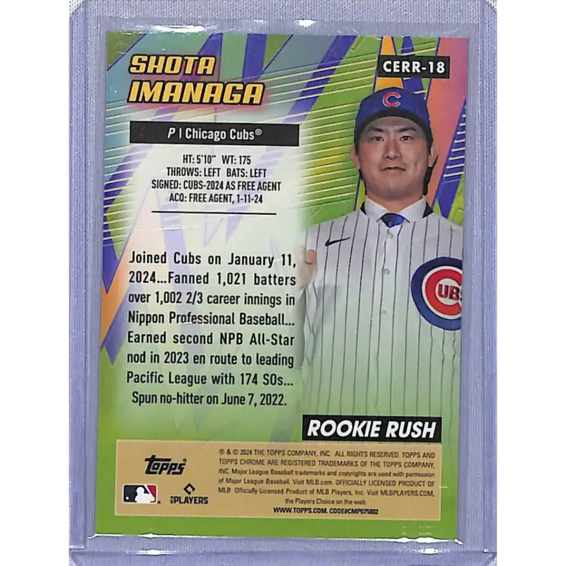 2024 Topps Chrome All Etch Rookie Rush Refractor #CERR-18 Shota Imanaga NM-MT Chicago Cubs - Baseball Card Single