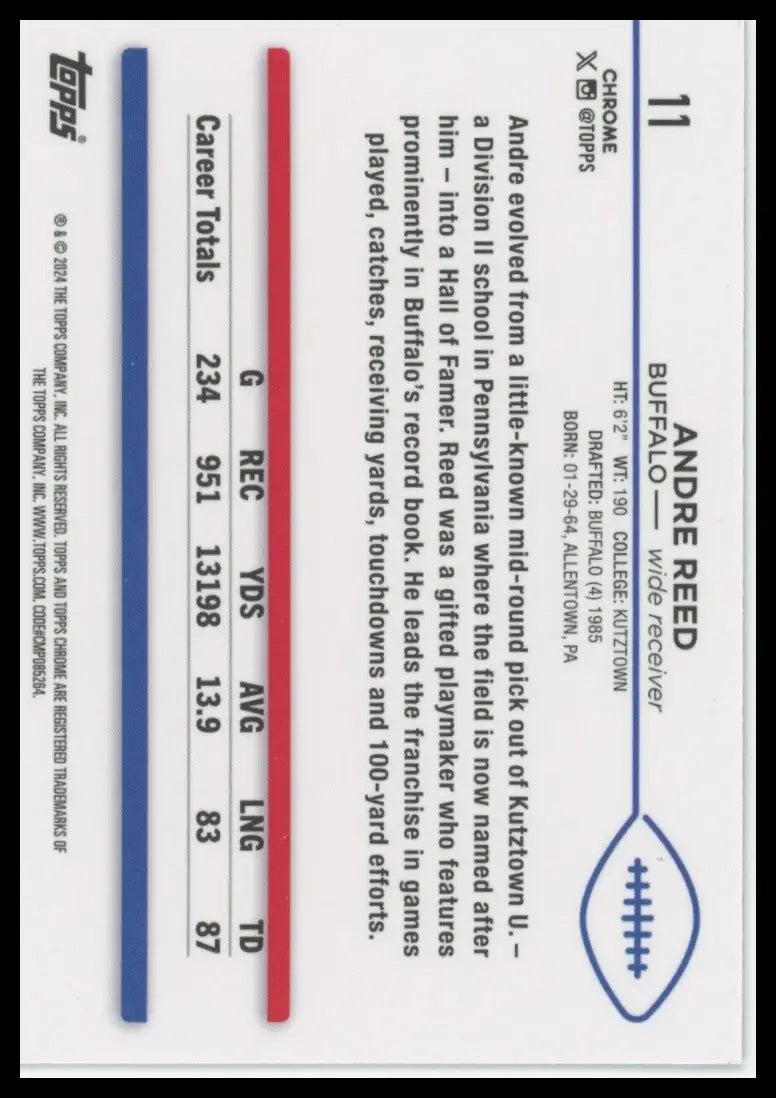 2024 Topps Chrome - Andre Reed #11 - Football Card Single