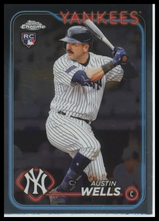 2024 Topps Chrome Austin Wells RC 281 New York Yankees Baseball NM - Baseball Card Single