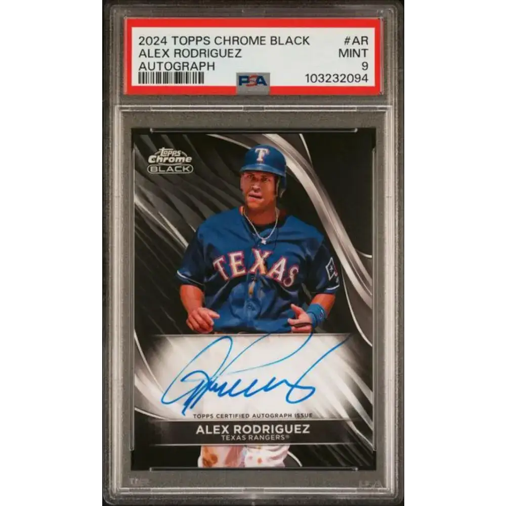 2024 Topps Chrome Black #CBA-AR Alex Rodriguez PSA 9 MINT Auto Texas Rangers Baseball Card - Baseball Card Single