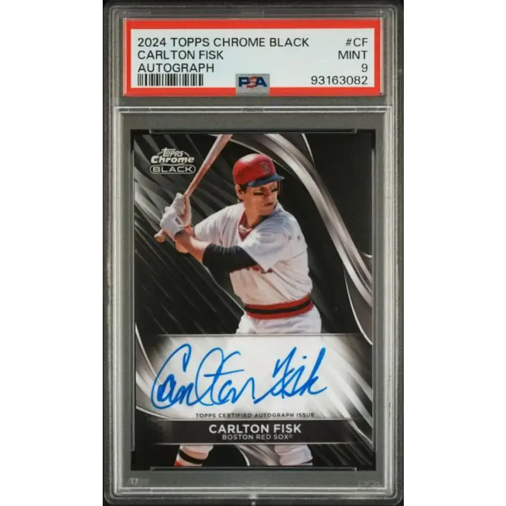 2024 Topps Chrome Black #CBA-CF Carlton Fisk PSA 9 MINT Auto Boston Red Sox Baseball Card - Baseball Card Single
