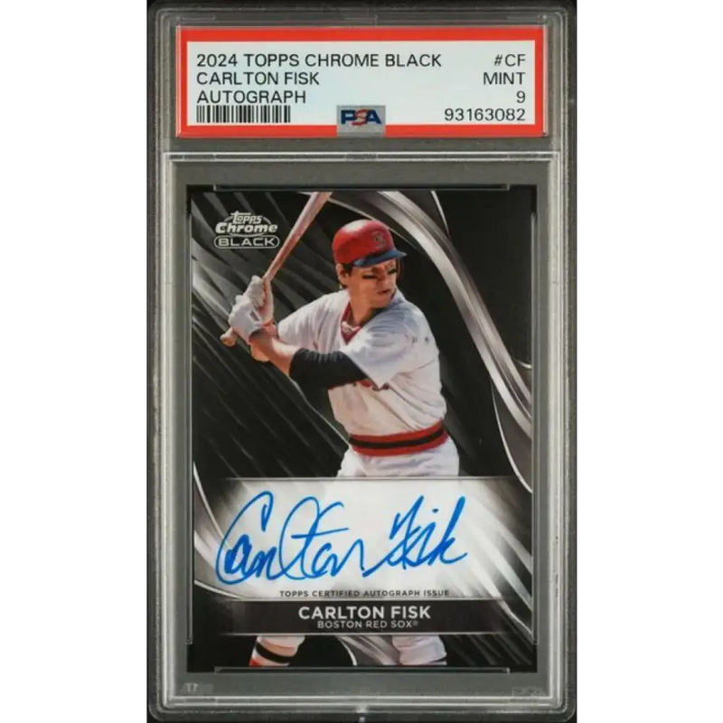 2024 Topps Chrome Black #CBA-CF Carlton Fisk PSA 9 MINT Auto Boston Red Sox Baseball Card - Baseball Card Single